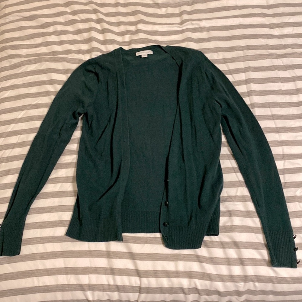 New York and company dark green cardigan